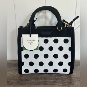 Kate Spade x Target Black and White Polka Dot Knit Crossbody Tote Bag